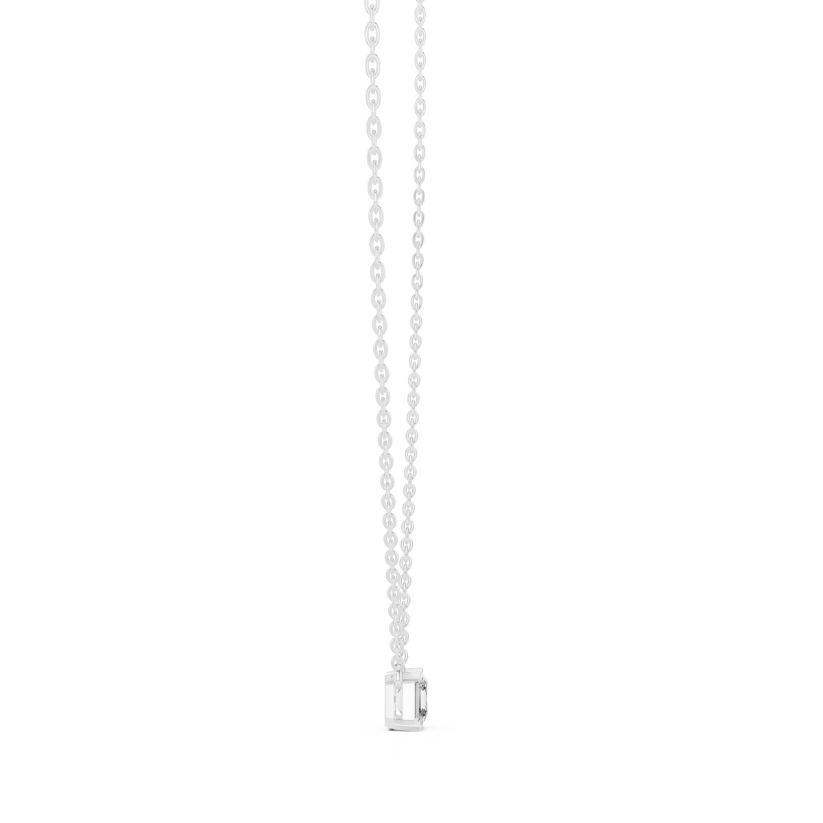 Square Emerald-Cut Diamond Pendant with Lab-Grown Diamonds - White Gold - view 3
