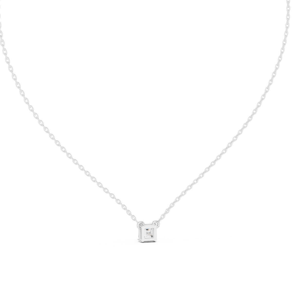 Square Emerald-Cut Diamond Pendant with Lab-Grown Diamonds - White Gold - view 4