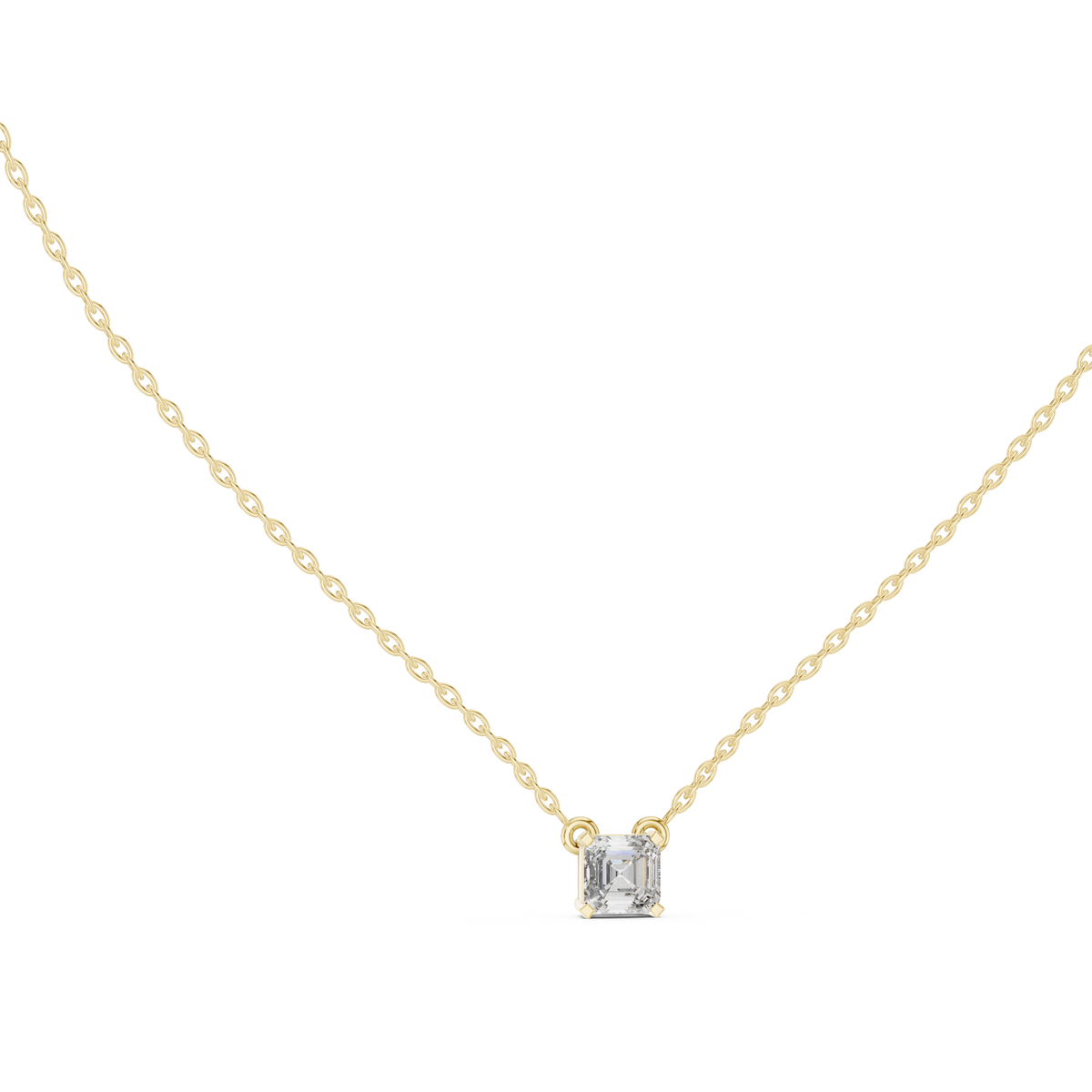 Square Emerald-Cut Diamond Pendant with Lab-Grown Diamonds - Yellow Gold