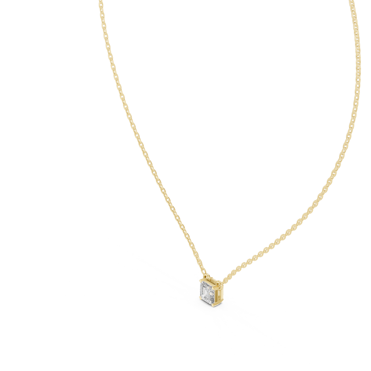 Square Emerald-Cut Diamond Pendant with Lab-Grown Diamonds - Yellow Gold - view 2