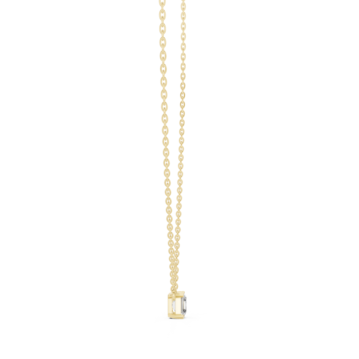 Square Emerald-Cut Diamond Pendant with Lab-Grown Diamonds - Yellow Gold - view 3