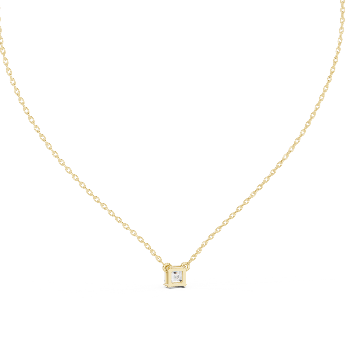 Square Emerald-Cut Diamond Pendant with Lab-Grown Diamonds - Yellow Gold - view 4