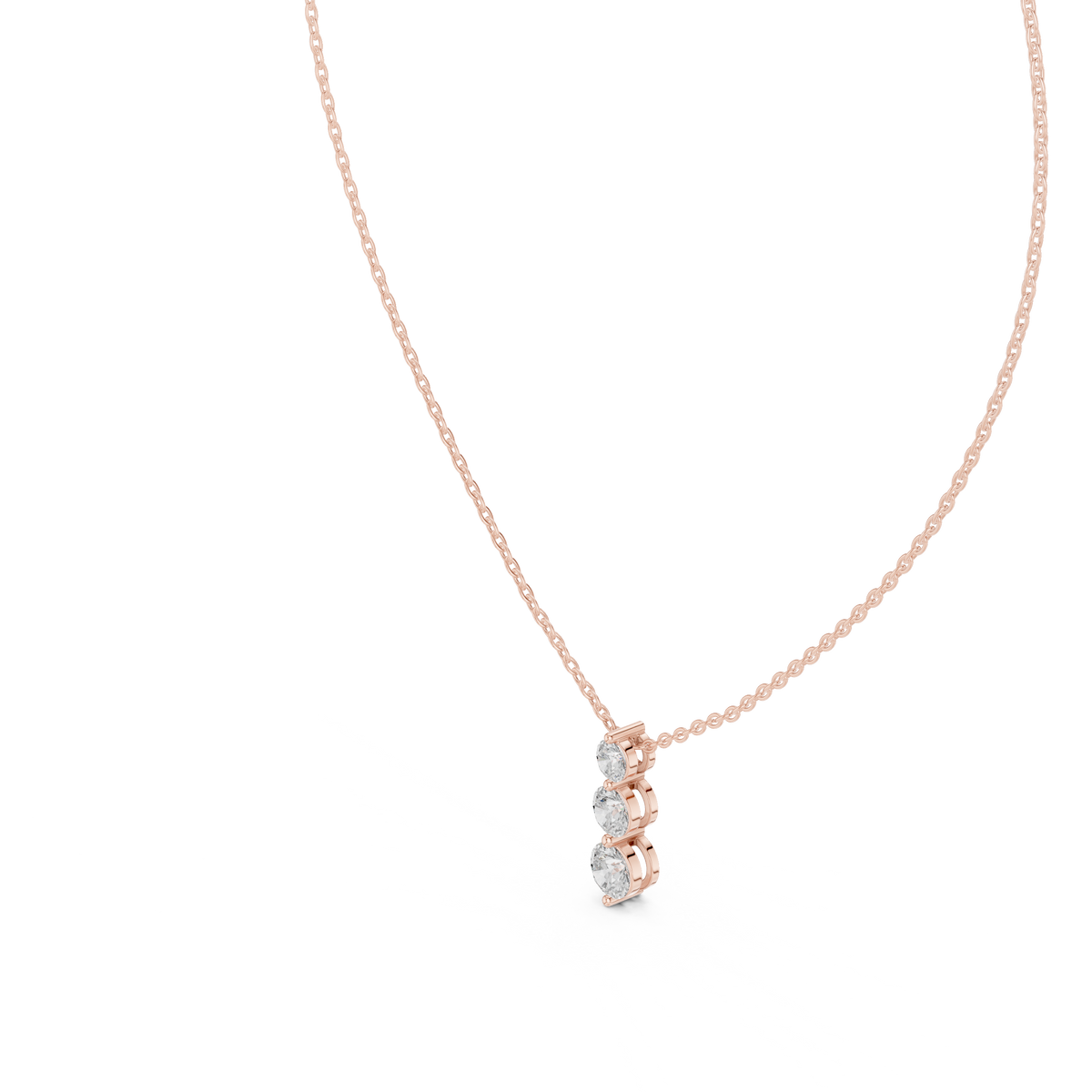 Graduated Three-Diamond Pendant with Lab-Grown Diamonds - Rose Gold - view 2