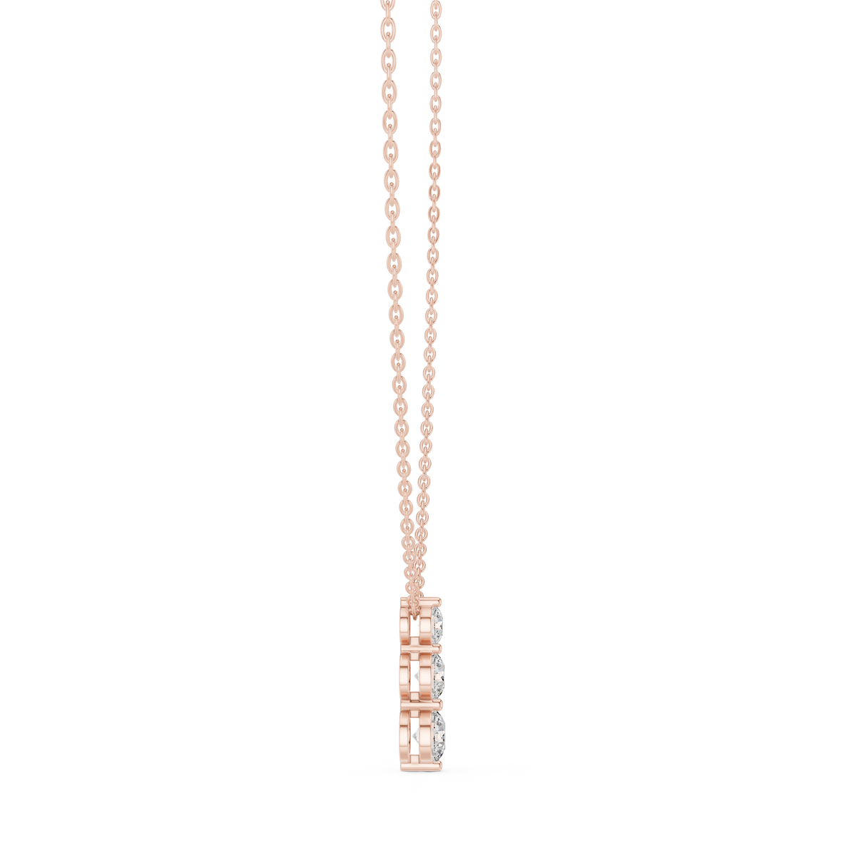 Graduated Three-Diamond Pendant with Lab-Grown Diamonds - Rose Gold - view 3