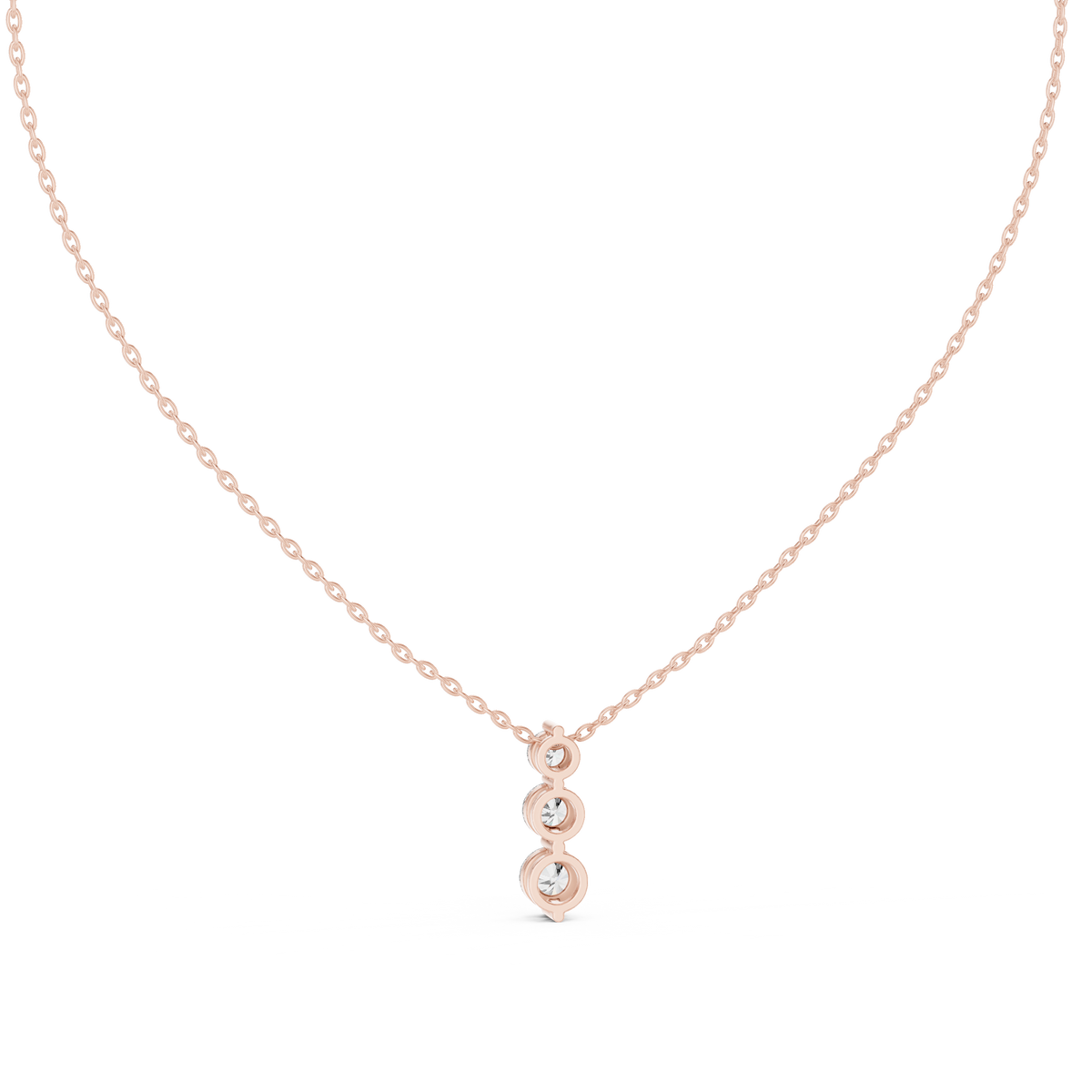 Graduated Three-Diamond Pendant with Lab-Grown Diamonds - Rose Gold - view 4