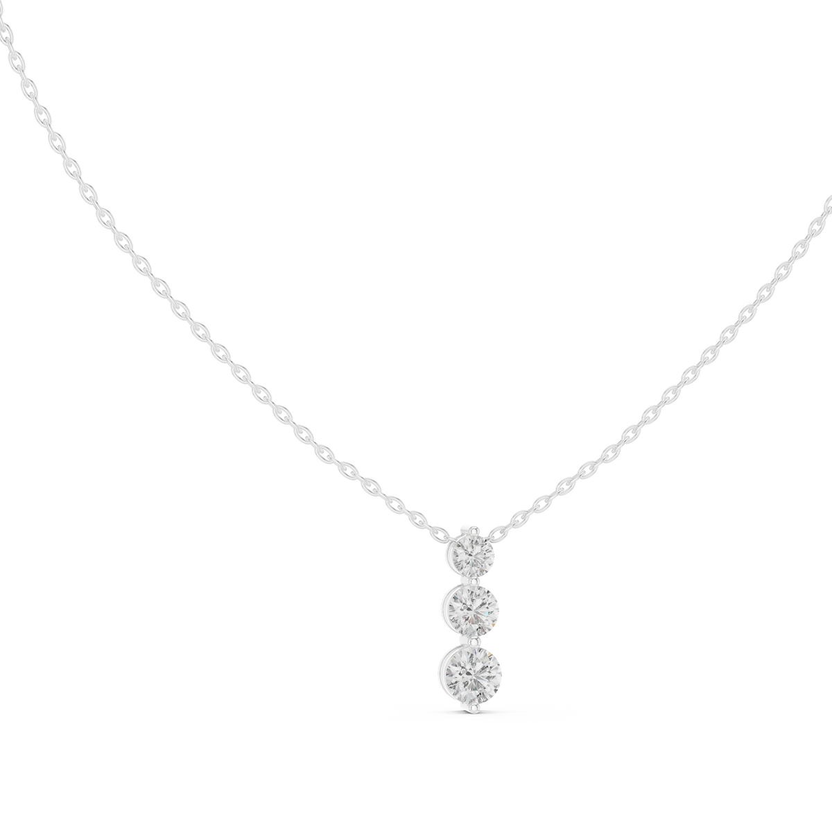 Graduated Three-Diamond Pendant with Lab-Grown Diamonds - White Gold