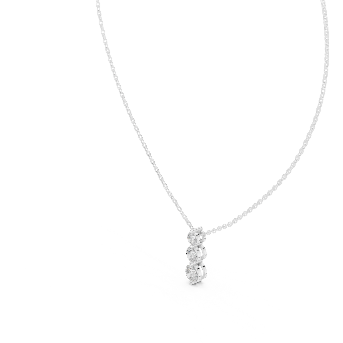 Graduated Three-Diamond Pendant with Lab-Grown Diamonds - White Gold - view 2