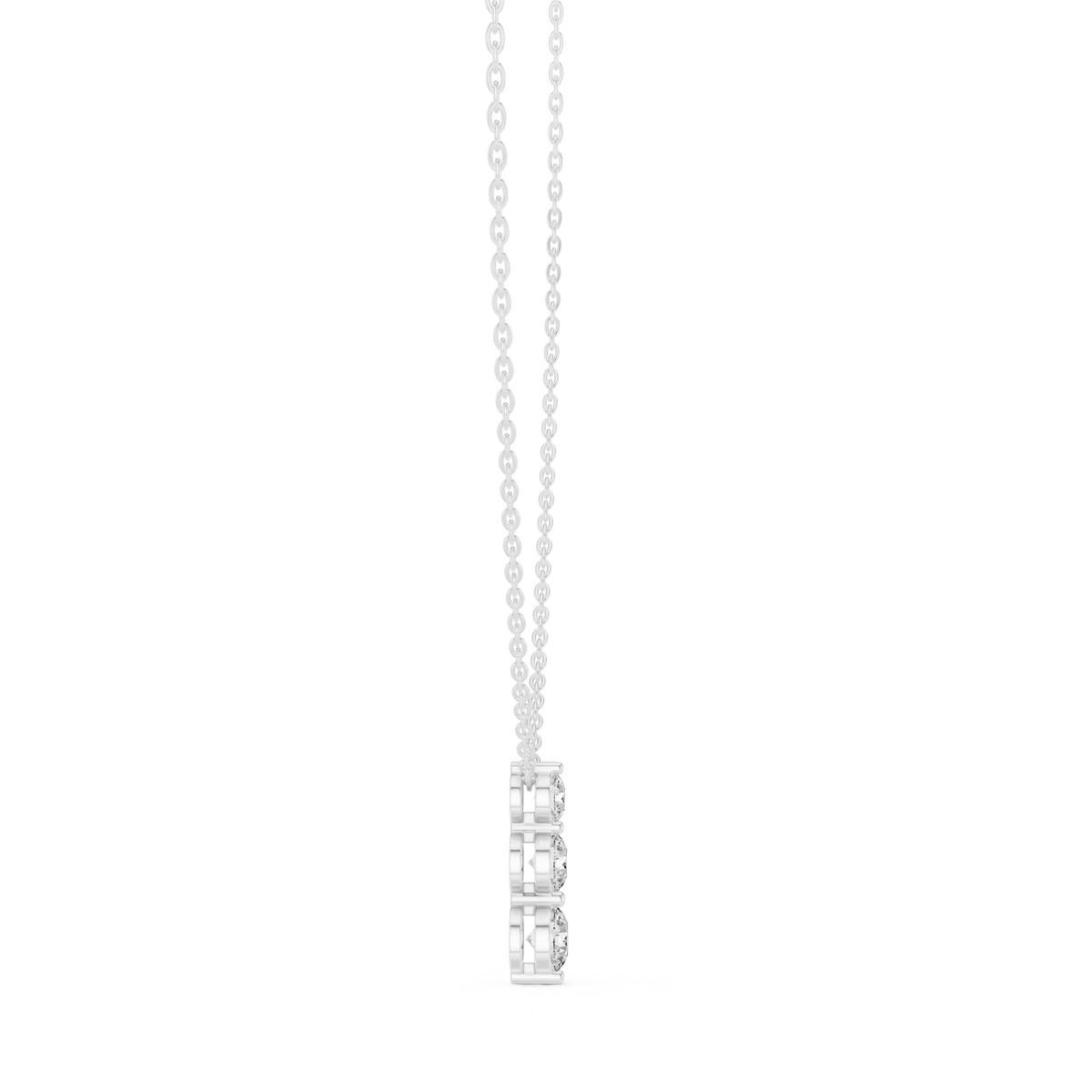 Graduated Three-Diamond Pendant with Lab-Grown Diamonds - White Gold - view 3