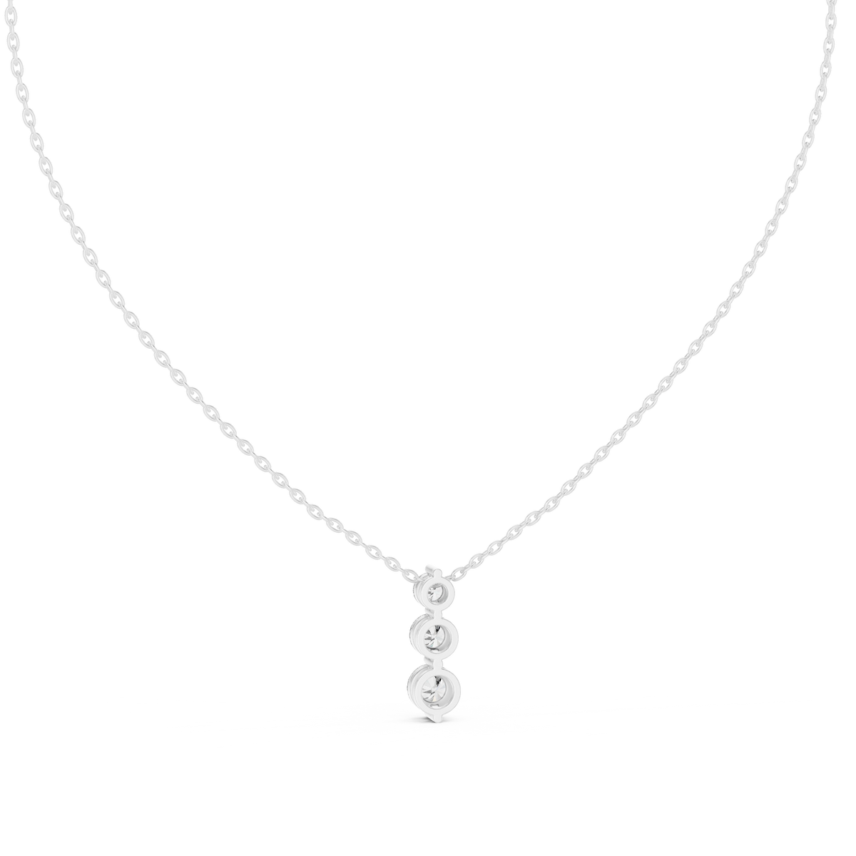 Graduated Three-Diamond Pendant with Lab-Grown Diamonds - White Gold - view 4