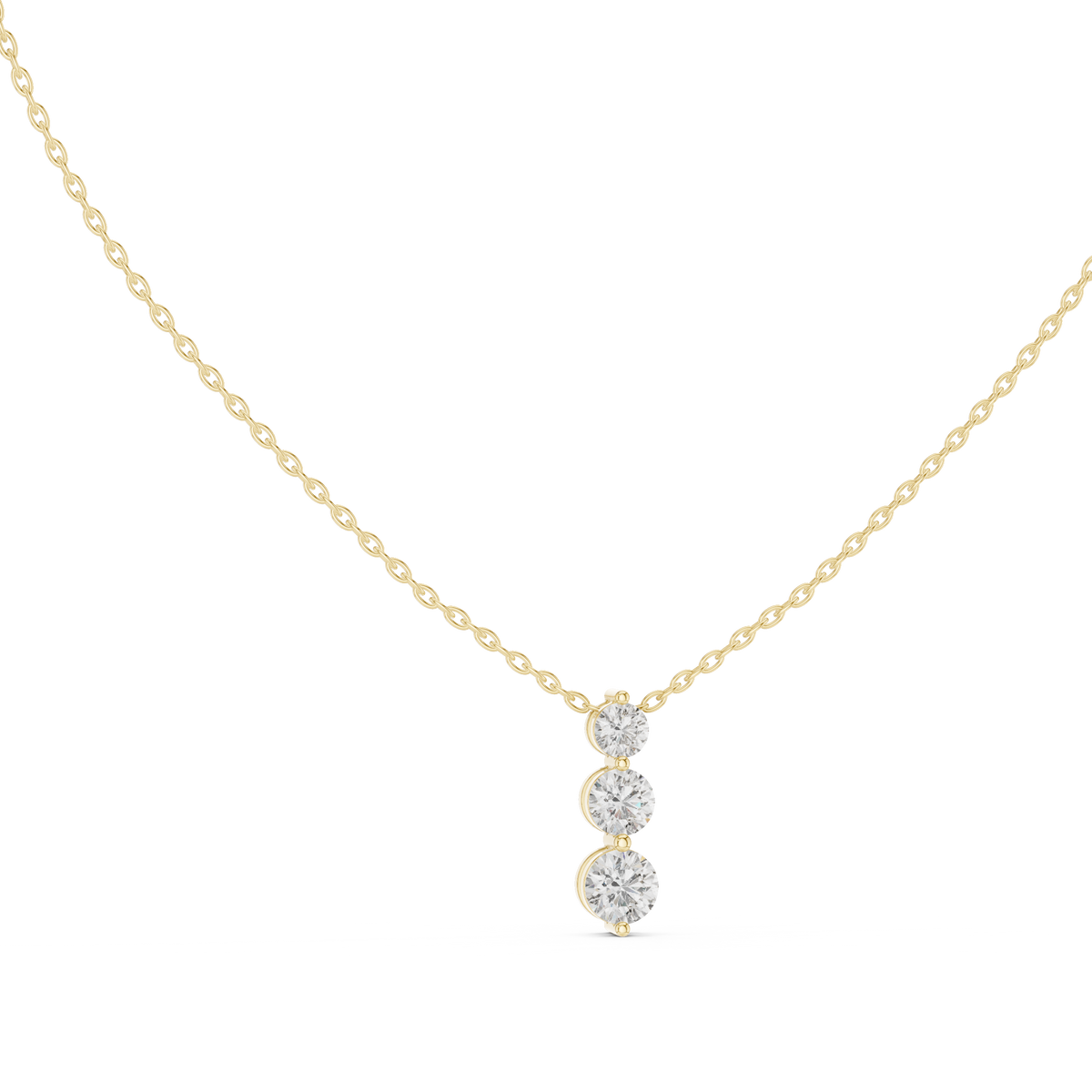 Graduated Three-Diamond Pendant with Lab-Grown Diamonds - Yellow Gold