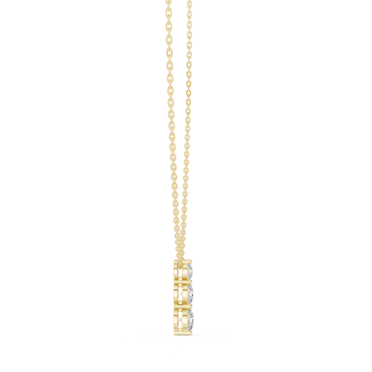 Graduated Three-Diamond Pendant with Lab-Grown Diamonds - Yellow Gold - view 3
