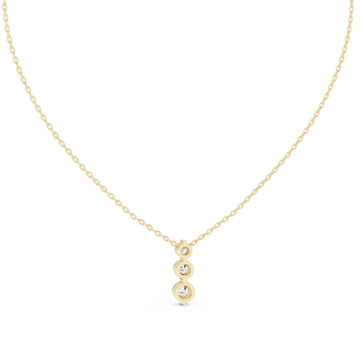Graduated Three-Diamond Pendant with Lab-Grown Diamonds - Yellow Gold - view 4