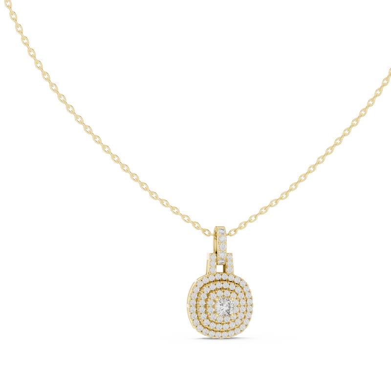 Cushion-Centre Ornate Diamond Pendant with Lab-Grown Diamonds