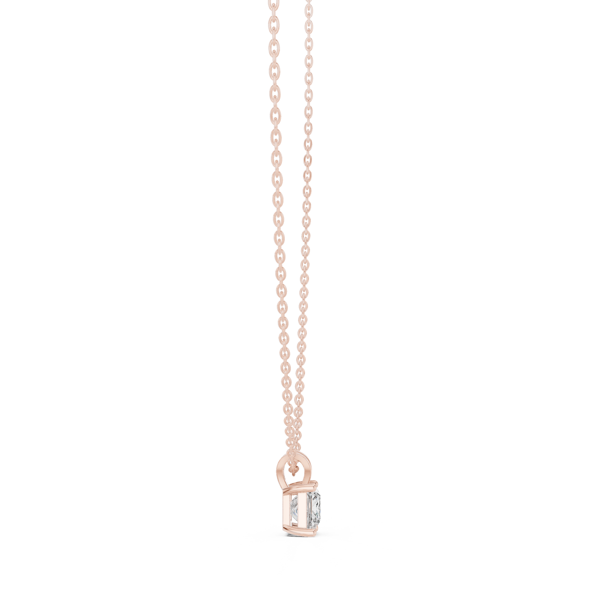 Princess-Cut Solitaire Diamond Pendant with Lab-Grown Diamonds - Rose Gold - view 3