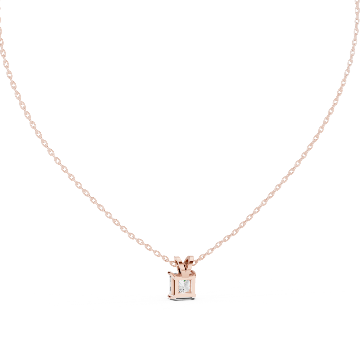 Princess-Cut Solitaire Diamond Pendant with Lab-Grown Diamonds - Rose Gold - view 4