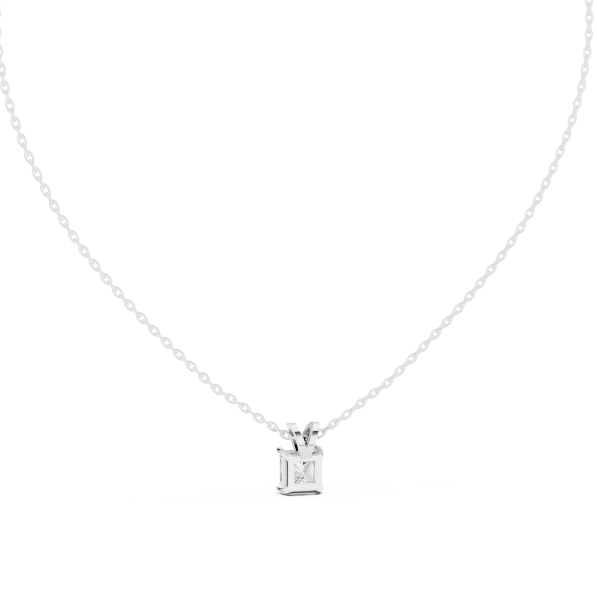 Princess-Cut Solitaire Diamond Pendant with Lab-Grown Diamonds - White Gold - view 4