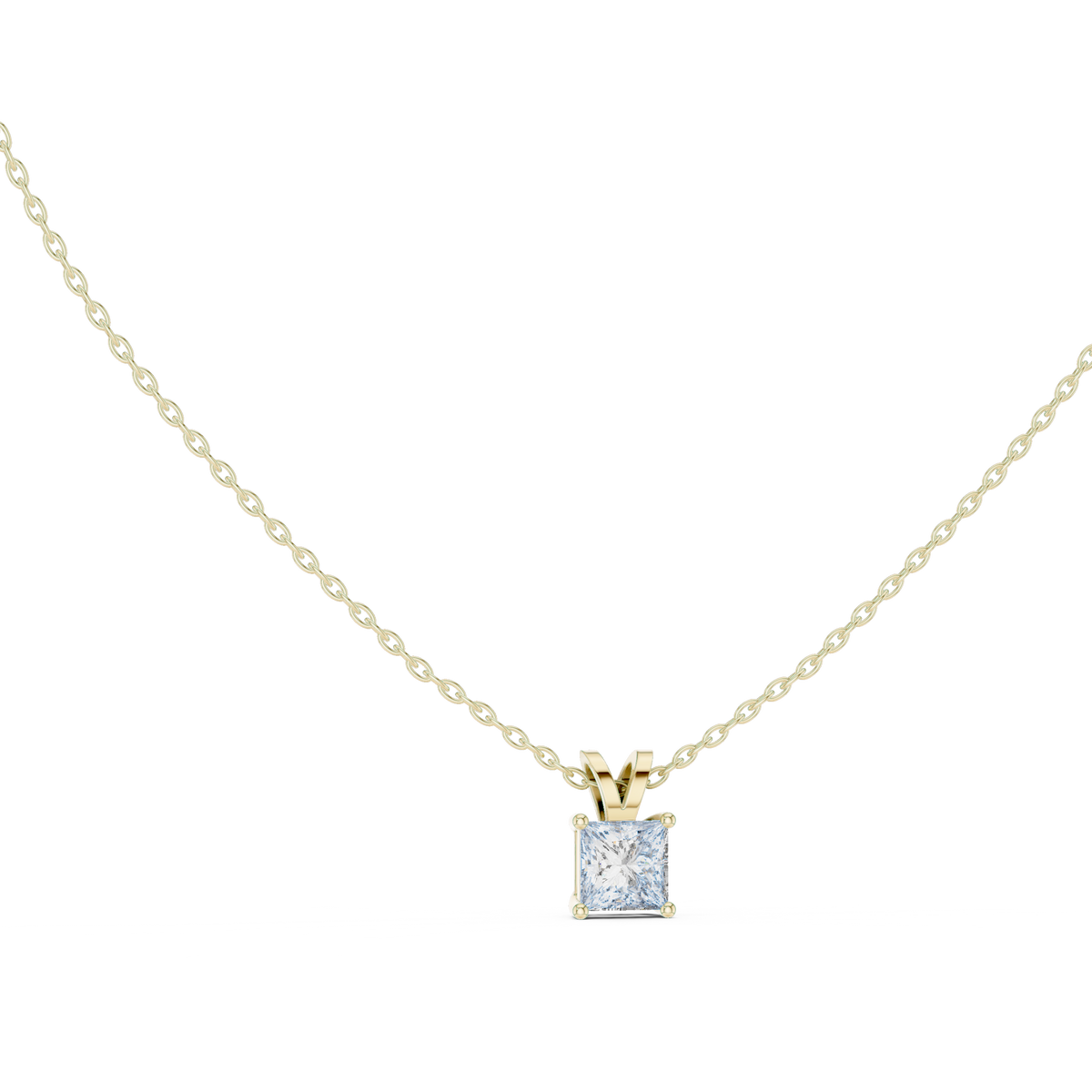 Princess-Cut Solitaire Diamond Pendant with Lab-Grown Diamonds - Yellow Gold