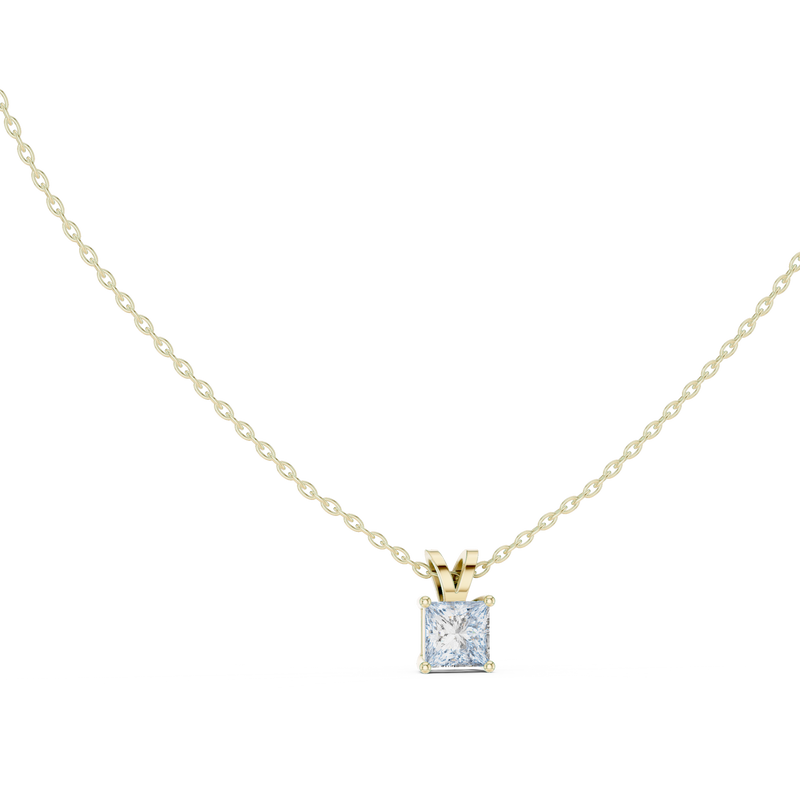 Princess-Cut Solitaire Diamond Pendant with Lab-Grown Diamonds