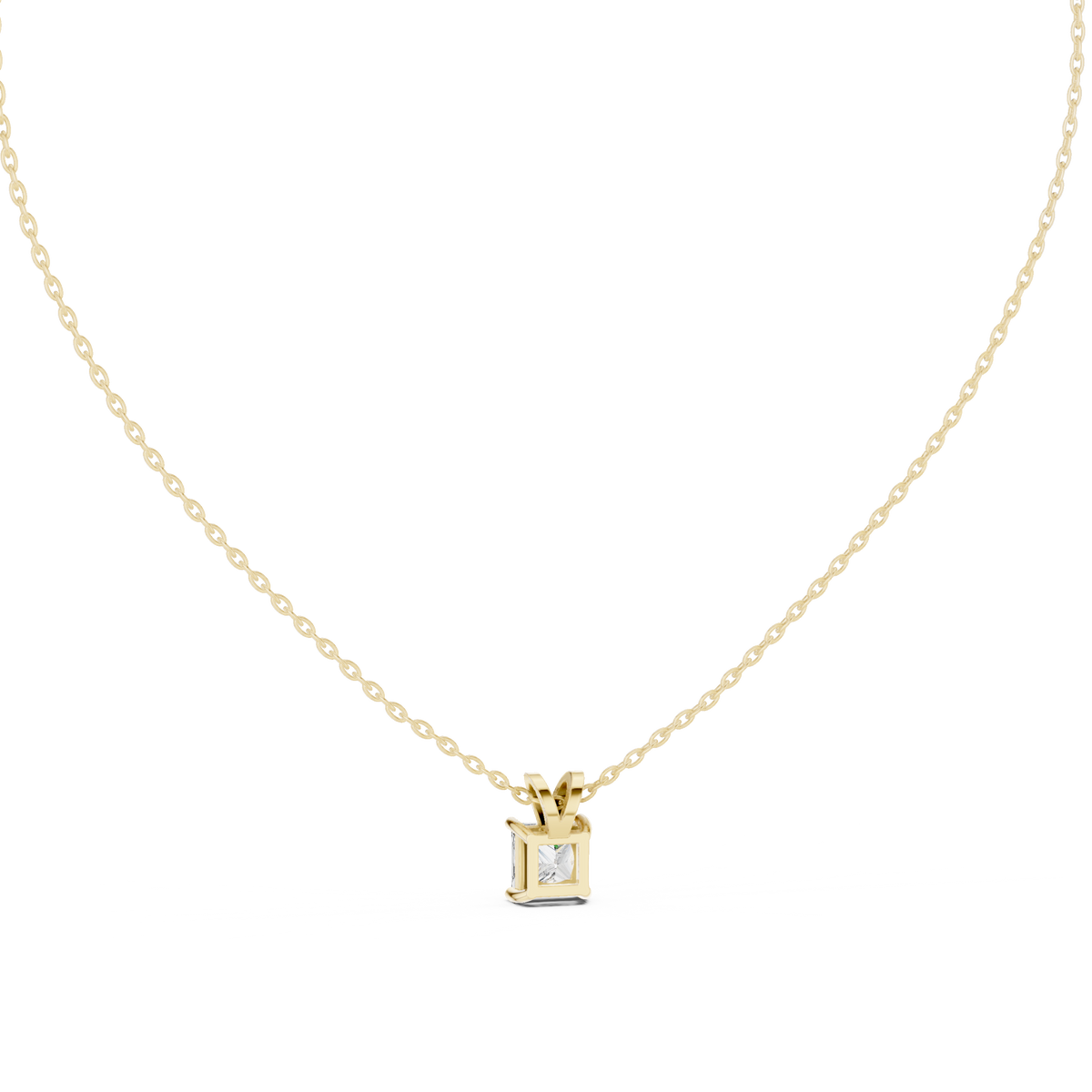 Princess-Cut Solitaire Diamond Pendant with Lab-Grown Diamonds - Yellow Gold - view 4