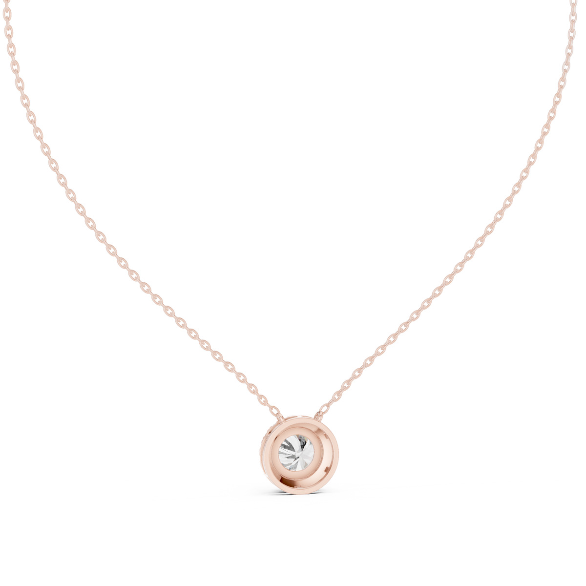 Round Centre Diamond Halo Pendant with Lab-Grown Diamonds - Rose Gold - view 4
