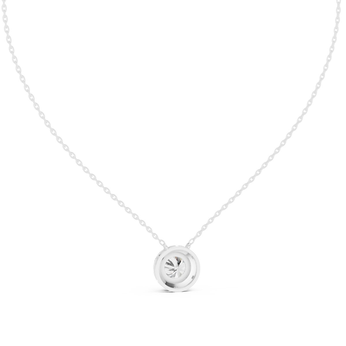 Round Centre Diamond Halo Pendant with Lab-Grown Diamonds - White Gold - view 4