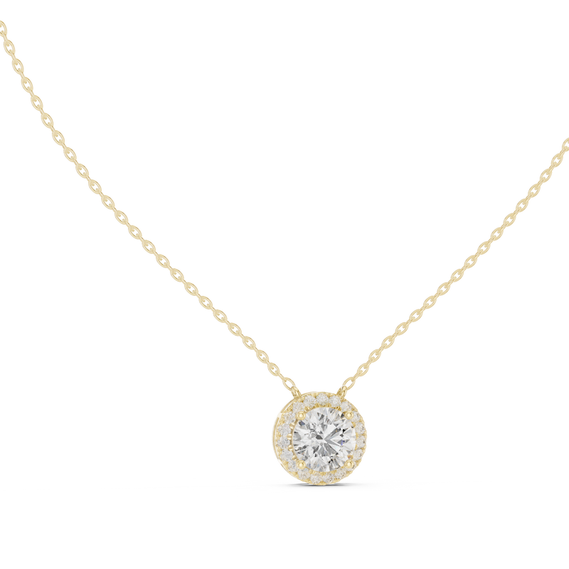Round Centre Diamond Halo Pendant with Lab-Grown Diamonds