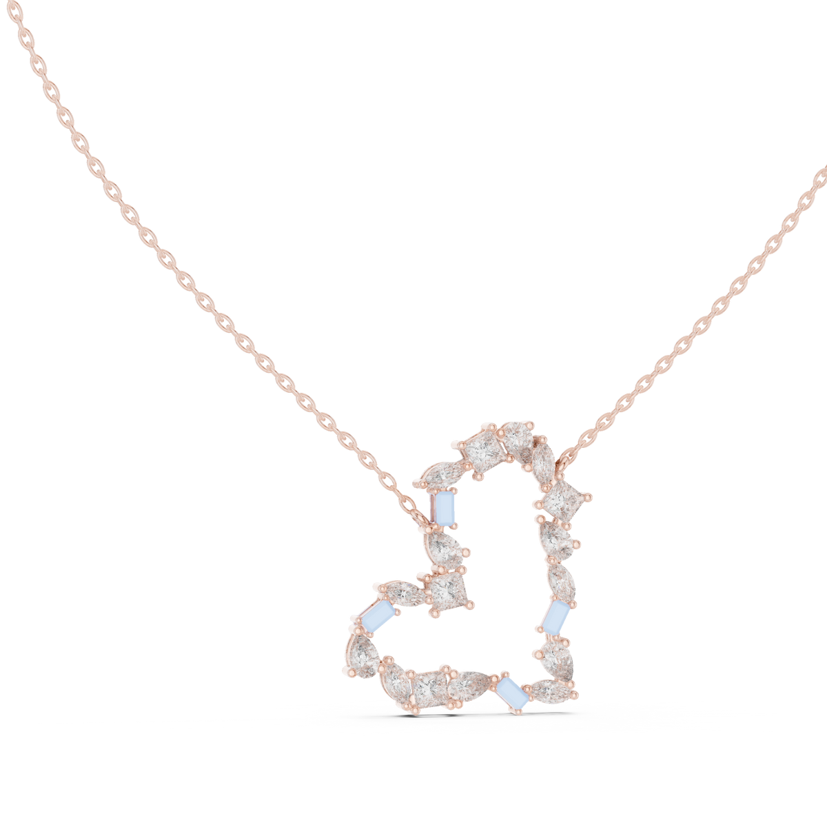 Mixed-Cut Crescent Diamond Pendant with Lab-Grown Diamonds - Rose Gold