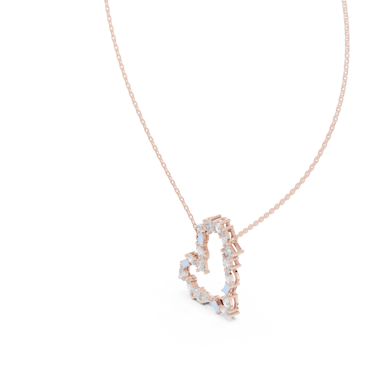 Mixed-Cut Crescent Diamond Pendant with Lab-Grown Diamonds - Rose Gold - view 2