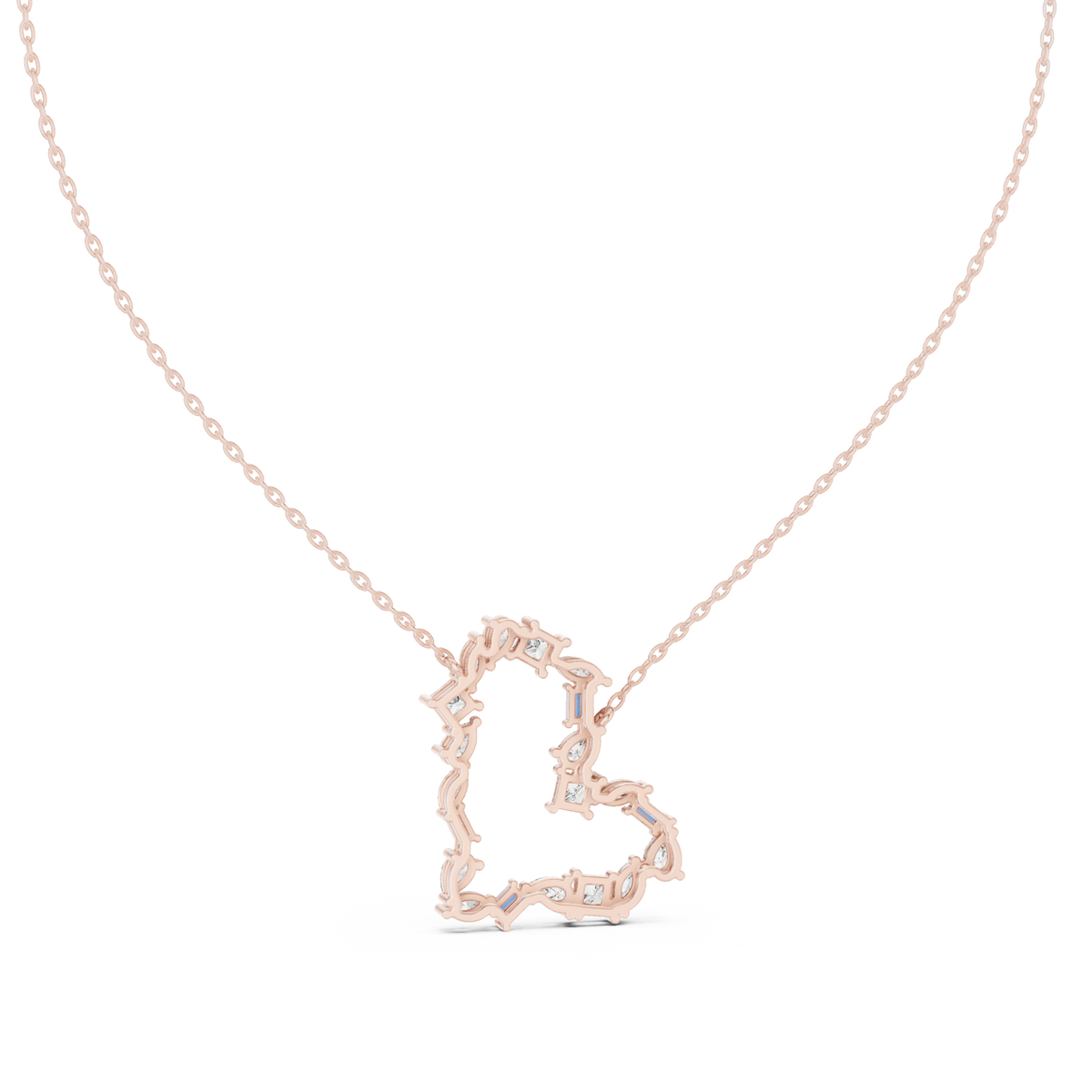 Mixed-Cut Crescent Diamond Pendant with Lab-Grown Diamonds - Rose Gold - view 3