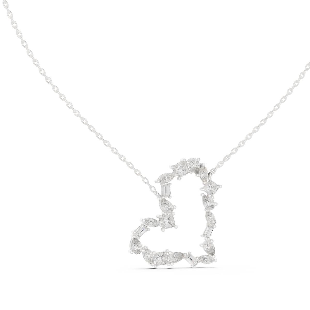 Mixed-Cut Crescent Diamond Pendant with Lab-Grown Diamonds - White Gold