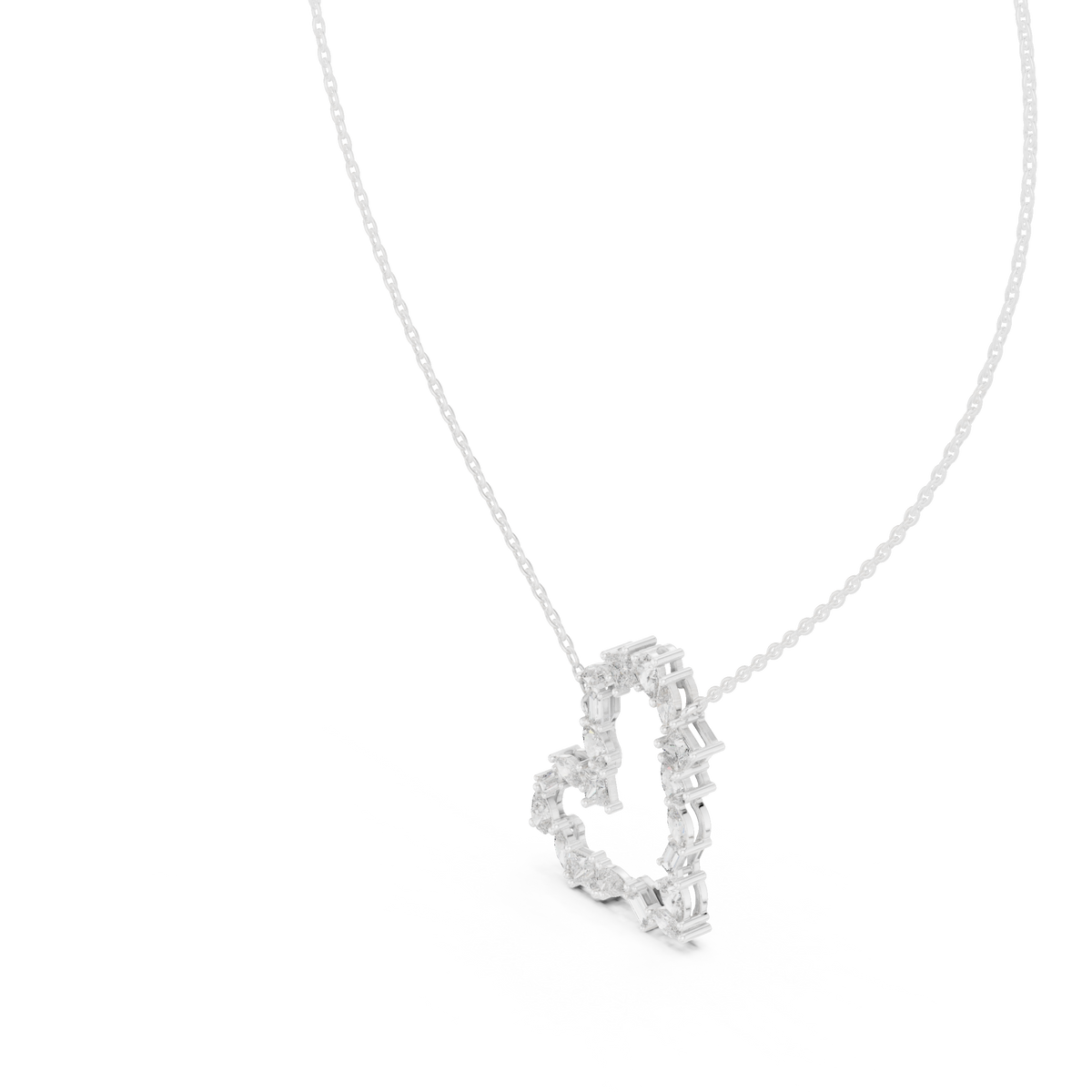 Mixed-Cut Crescent Diamond Pendant with Lab-Grown Diamonds - White Gold - view 2