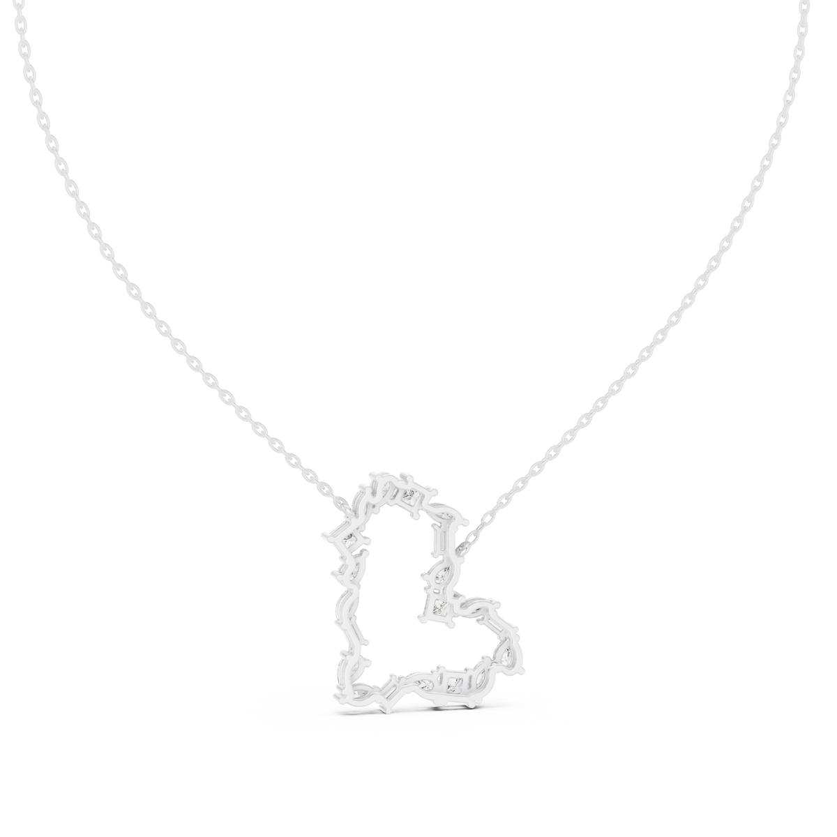 Mixed-Cut Crescent Diamond Pendant with Lab-Grown Diamonds - White Gold - view 4