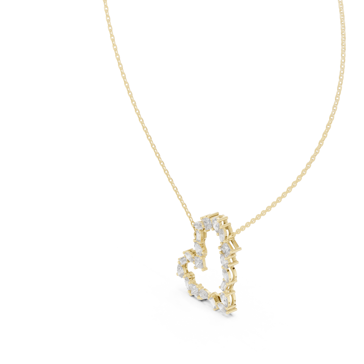 Mixed-Cut Crescent Diamond Pendant with Lab-Grown Diamonds - Yellow Gold