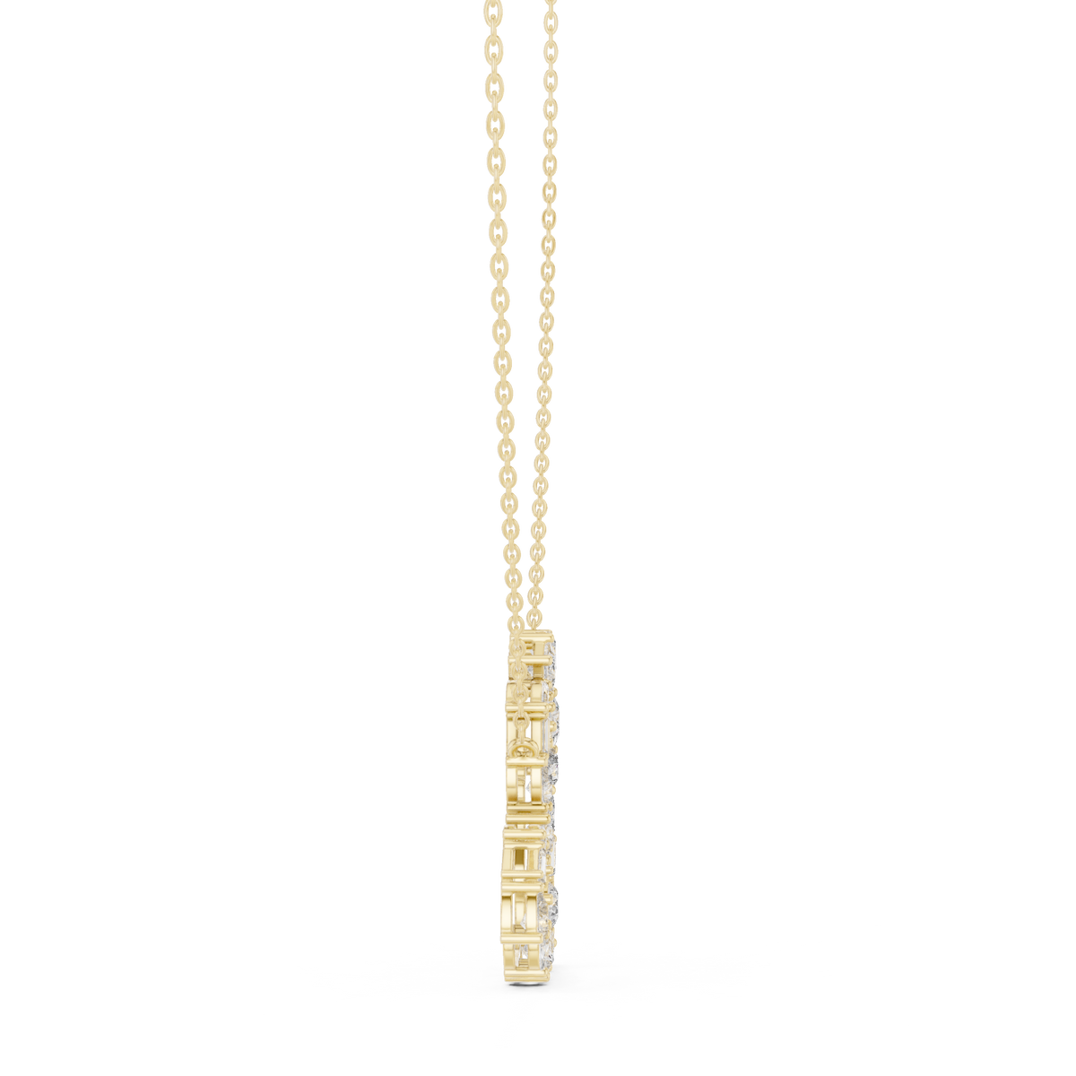 Mixed-Cut Crescent Diamond Pendant with Lab-Grown Diamonds - Yellow Gold - view 2