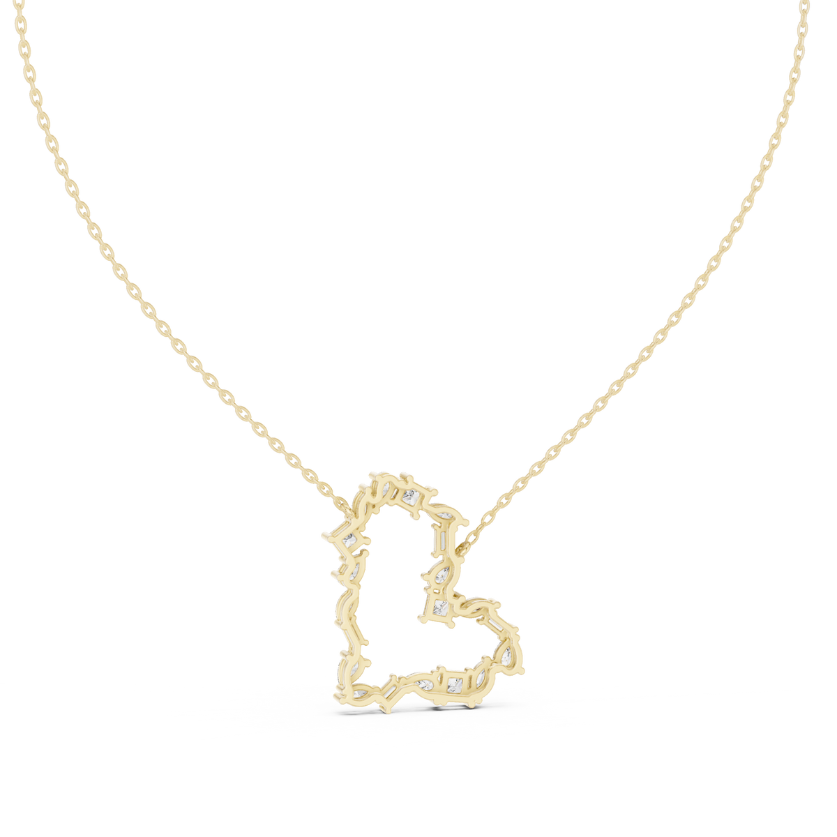 Mixed-Cut Crescent Diamond Pendant with Lab-Grown Diamonds - Yellow Gold - view 3
