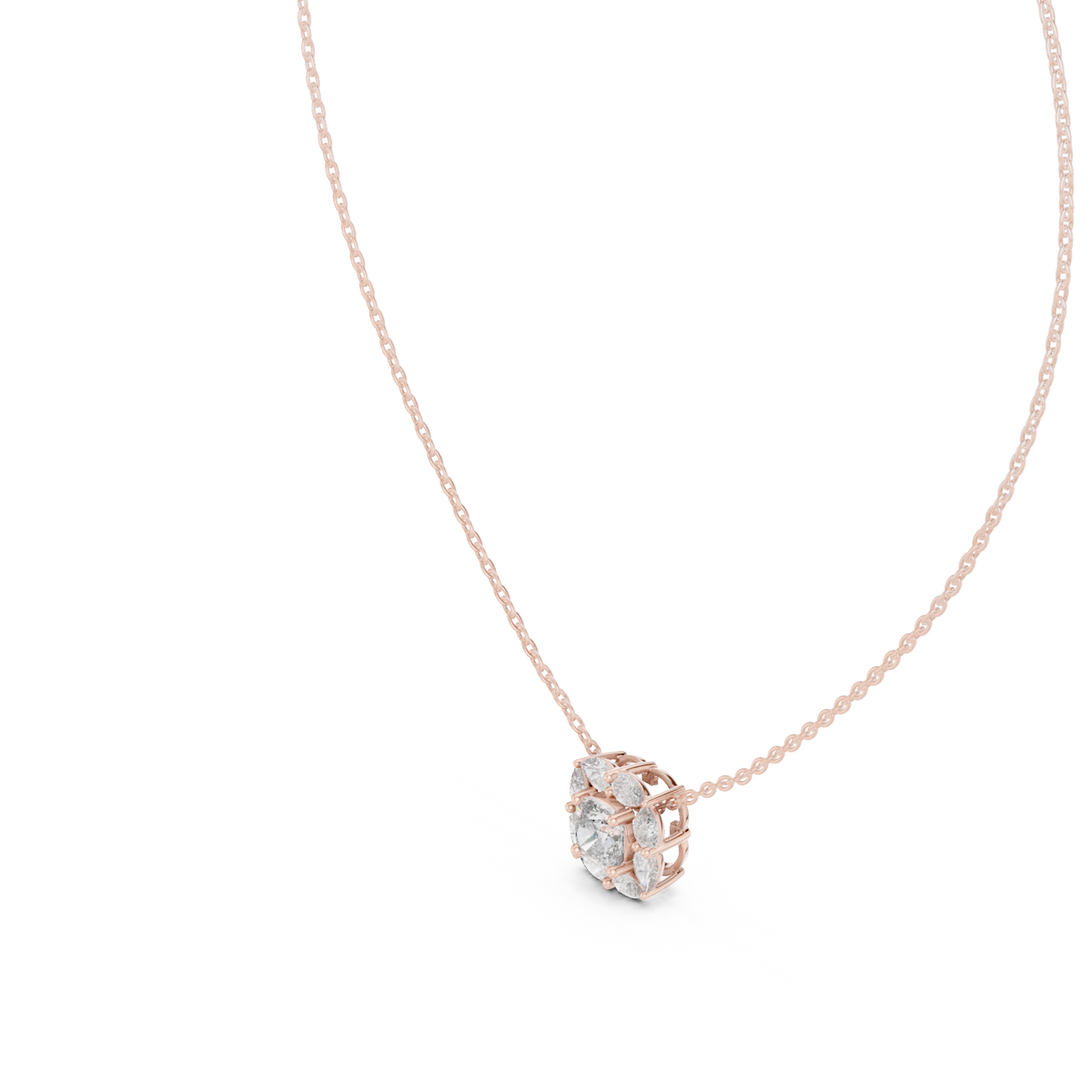 Cushion Centre Pear Halo Diamond Pendant with Lab-Grown Diamonds - Rose Gold - view 2