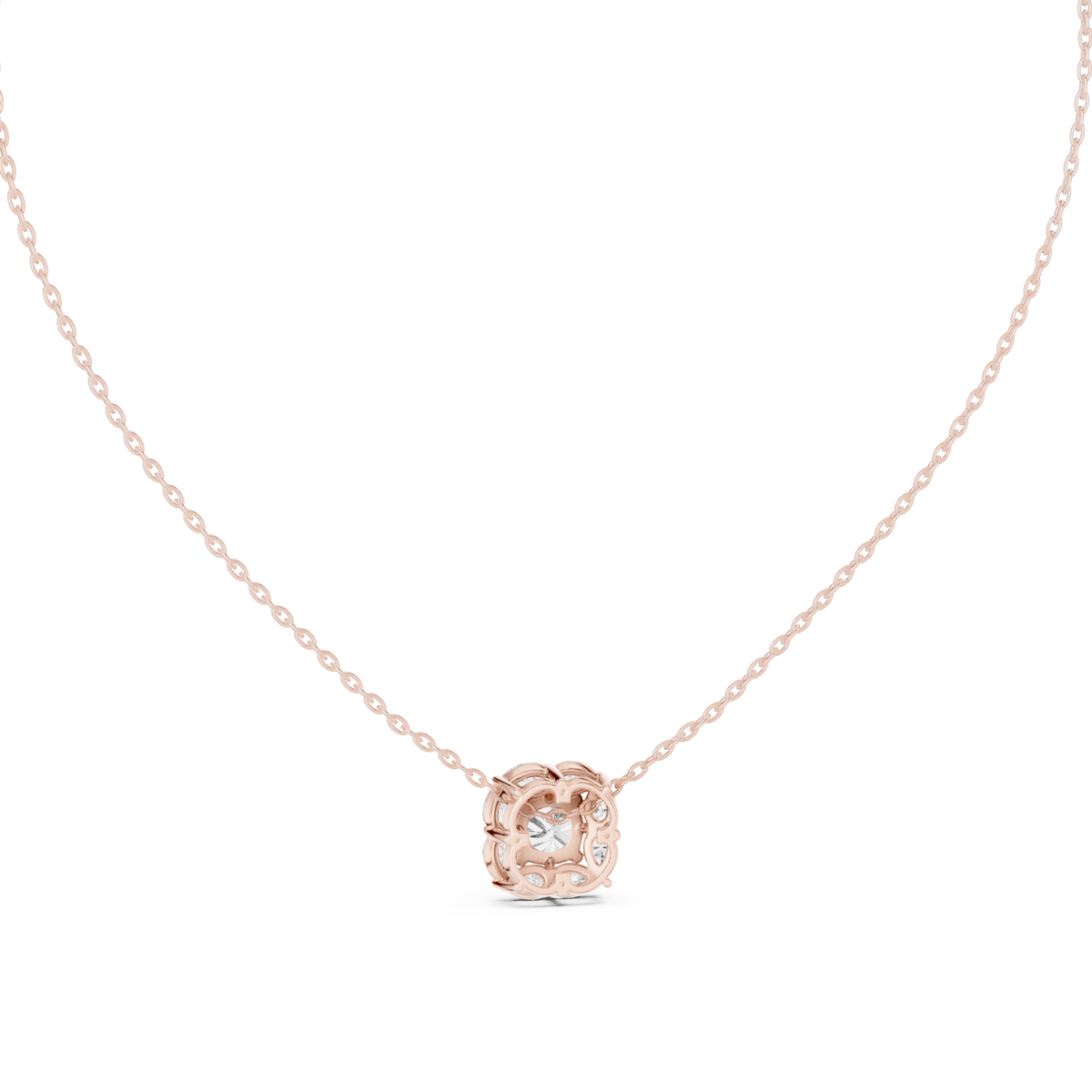 Cushion Centre Pear Halo Diamond Pendant with Lab-Grown Diamonds - Rose Gold - view 4