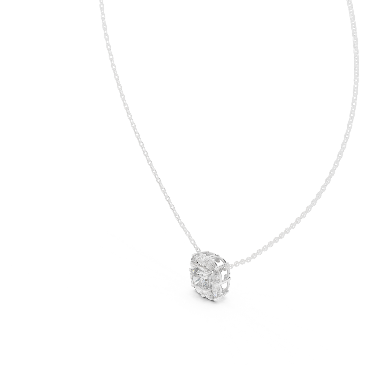 Cushion Centre Pear Halo Diamond Pendant with Lab-Grown Diamonds - White Gold - view 2