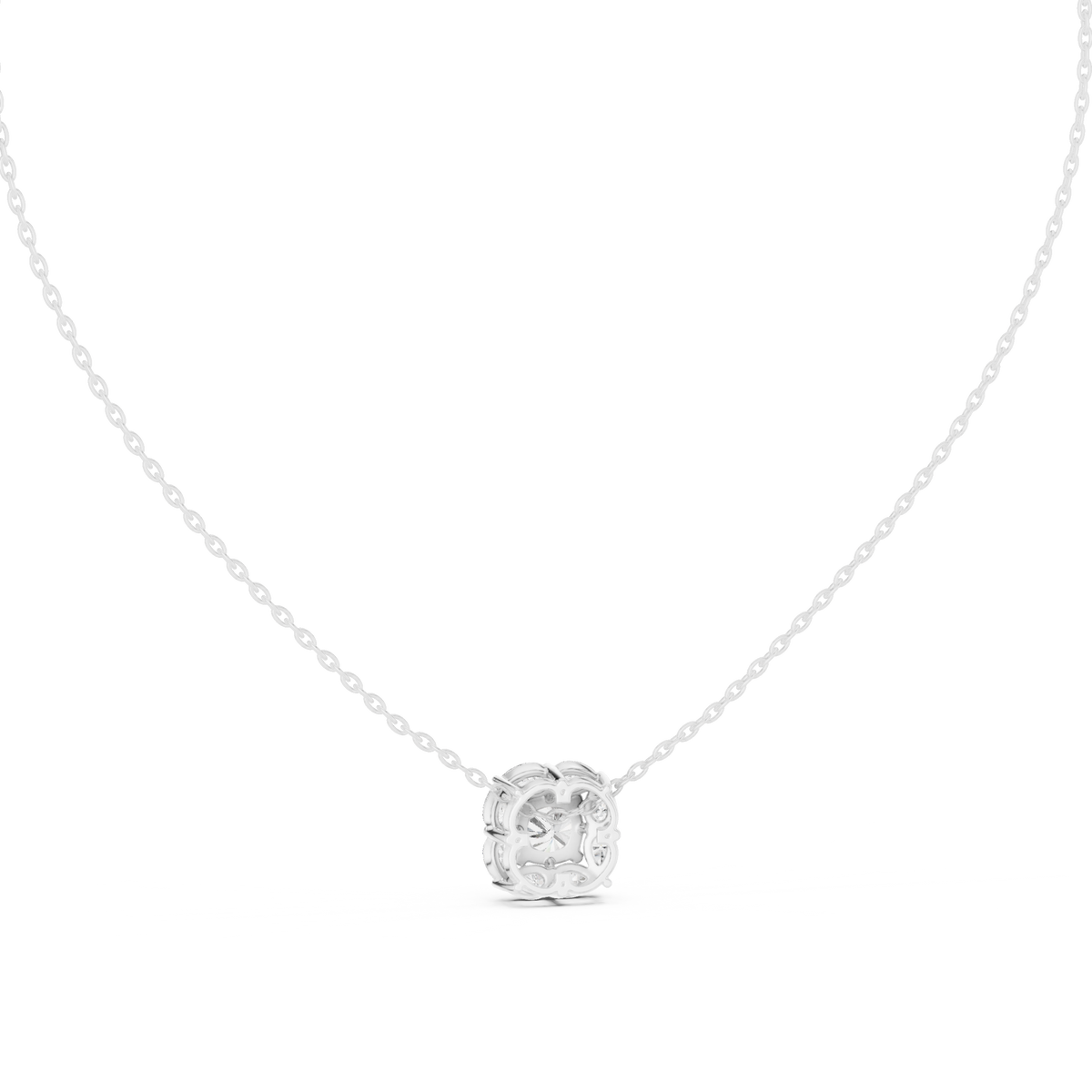 Cushion Centre Pear Halo Diamond Pendant with Lab-Grown Diamonds - White Gold - view 4
