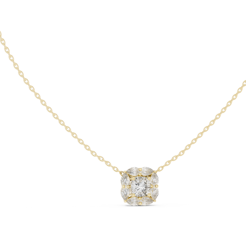 Cushion Centre Pear Halo Diamond Pendant with Lab-Grown Diamonds