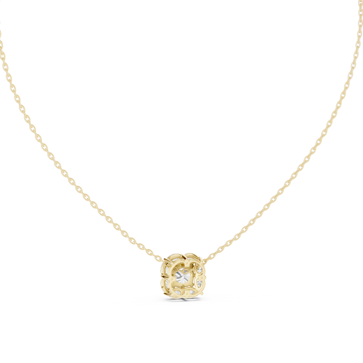 Cushion Centre Pear Halo Diamond Pendant with Lab-Grown Diamonds - Yellow Gold - view 4