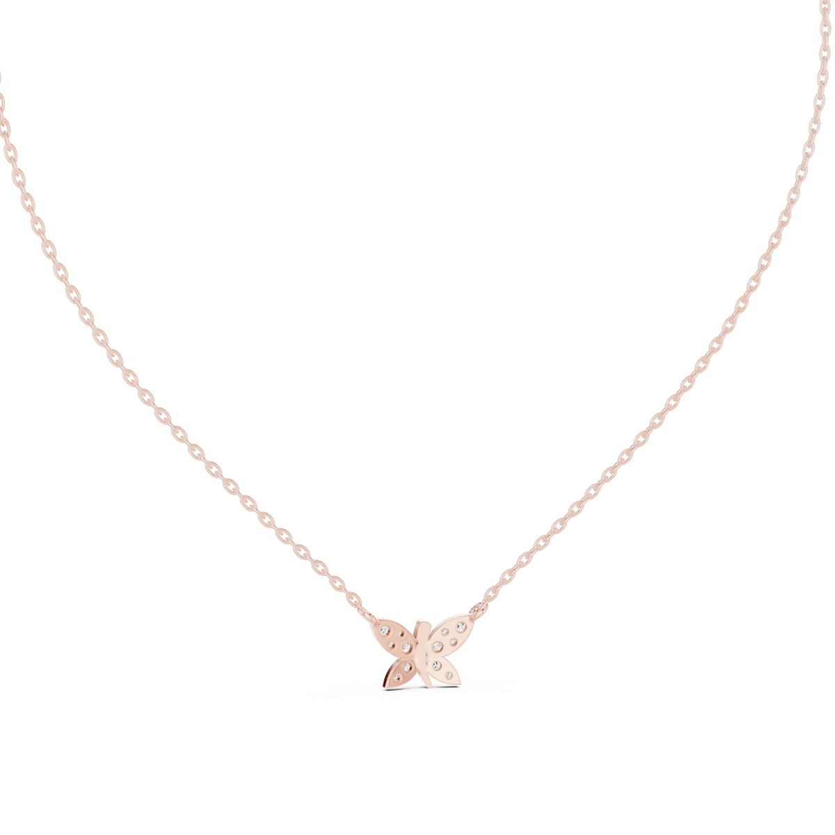 Butterfly Round Diamond Pendant with Lab-Grown Diamonds - Rose Gold - view 4