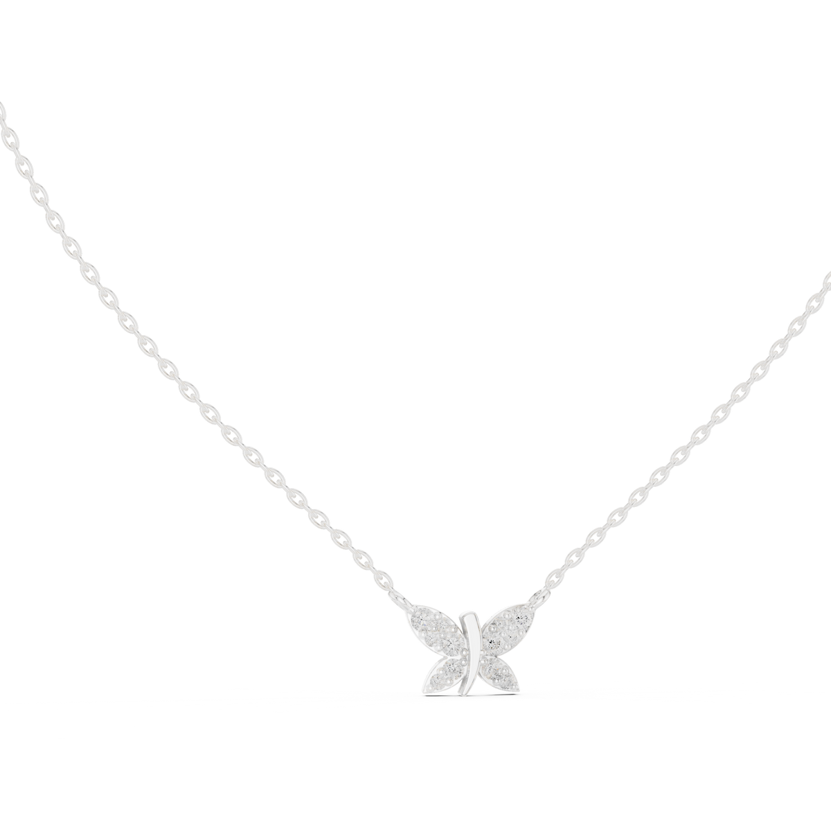 Butterfly Round Diamond Pendant with Lab-Grown Diamonds - White Gold