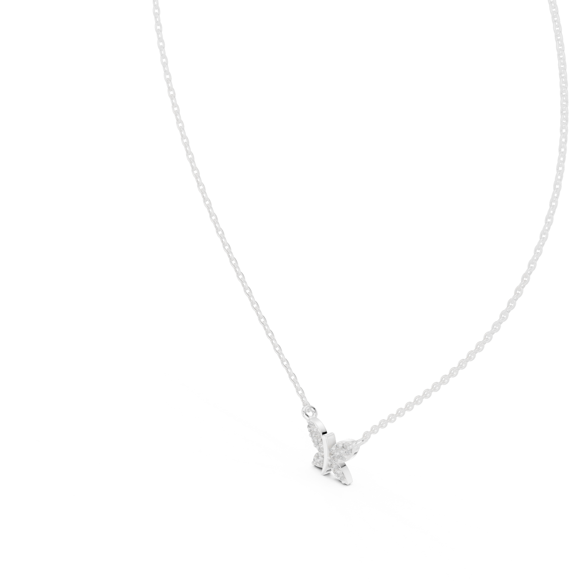Butterfly Round Diamond Pendant with Lab-Grown Diamonds - White Gold - view 2
