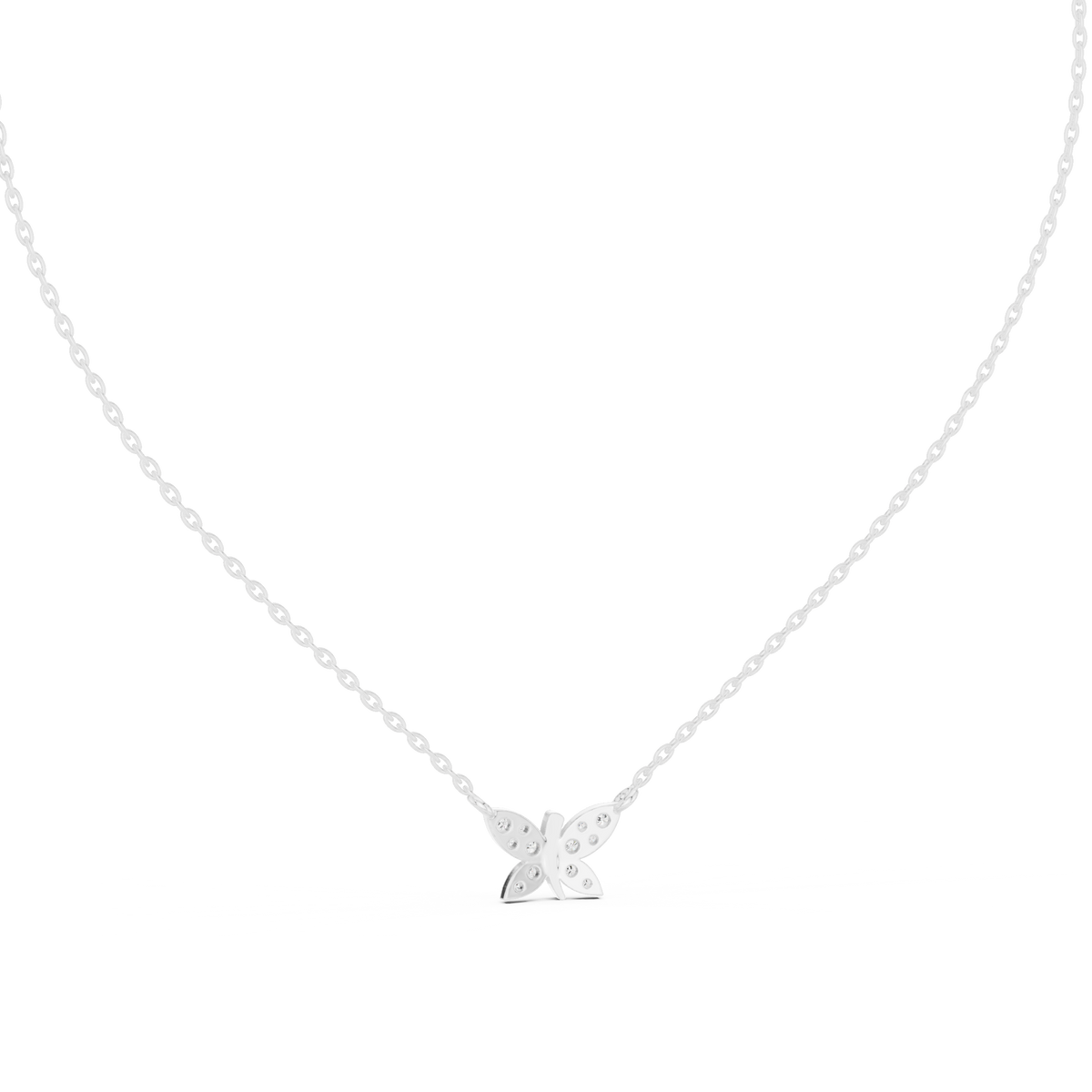 Butterfly Round Diamond Pendant with Lab-Grown Diamonds - White Gold - view 4
