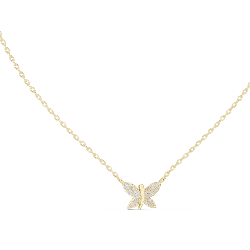 Butterfly Round Diamond Pendant with Lab-Grown Diamonds