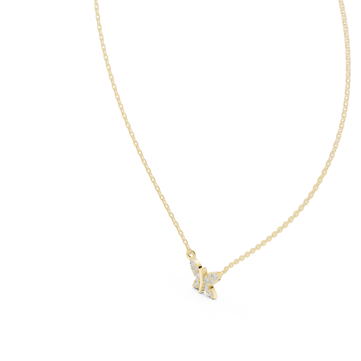 Butterfly Round Diamond Pendant with Lab-Grown Diamonds - Yellow Gold - view 2