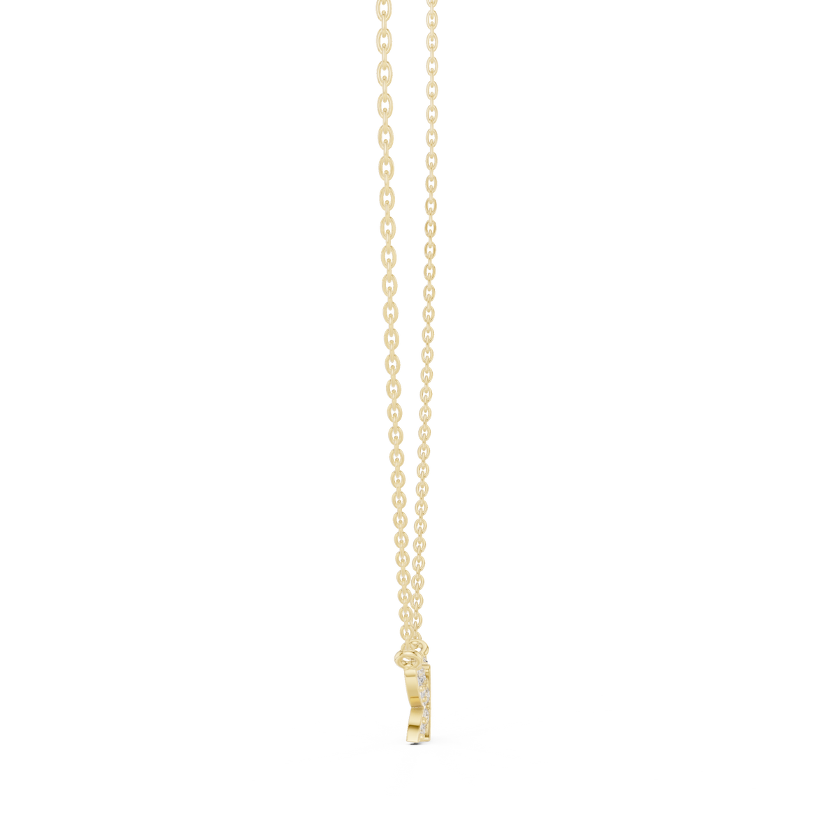 Butterfly Round Diamond Pendant with Lab-Grown Diamonds - Yellow Gold - view 3