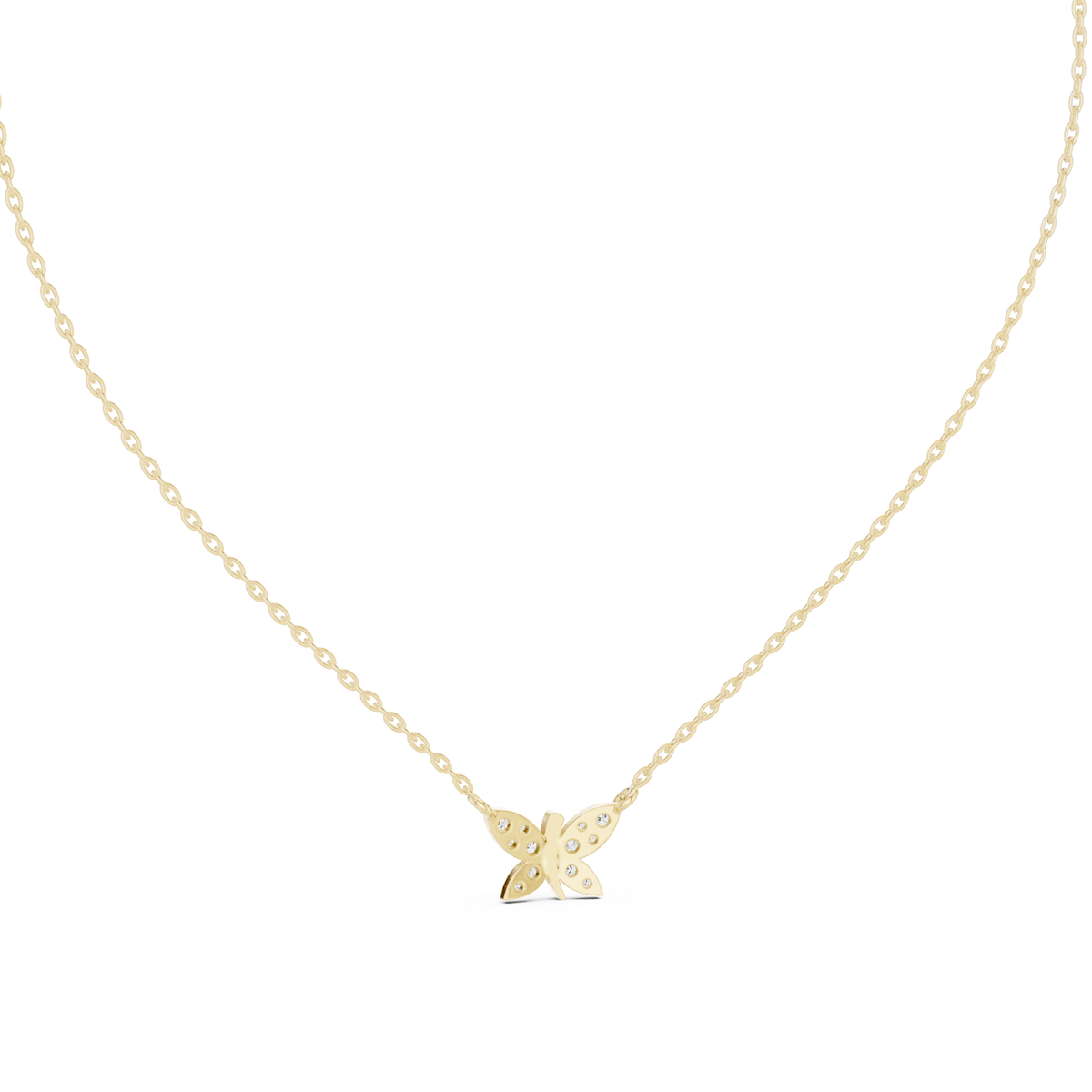 Butterfly Round Diamond Pendant with Lab-Grown Diamonds - Yellow Gold - view 4