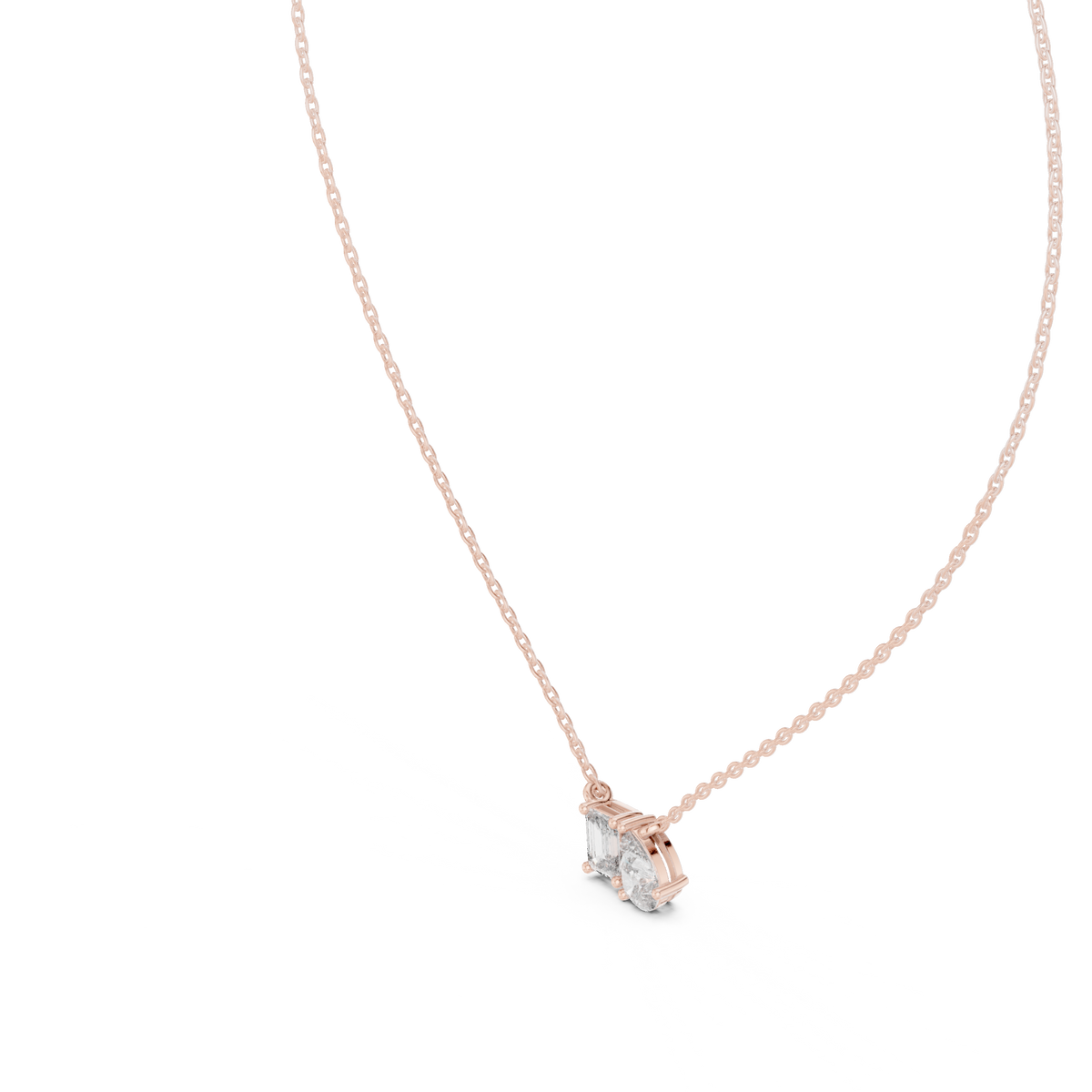 Emerald &amp; Pear Toi et Moi Diamond Pendant with Lab-Grown Diamonds - Rose Gold - view 2